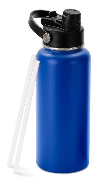 Blue 32oz Water Bottle with a Dual Combined Lid