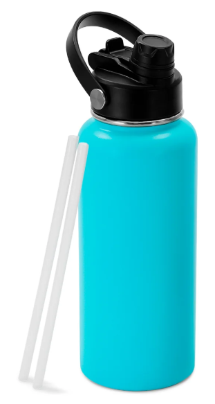 Teal 32oz Water Bottle with a Dual Combined Lid