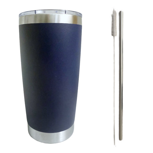 Navy Blue Silver Plated 20oz Tumbler