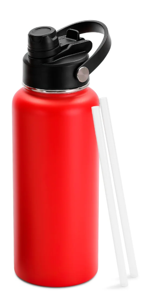 Red 32oz Water Bottle with a Dual Combined Lid